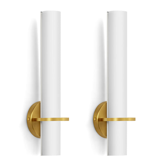 Matte black integrated LED wall sconce set of 2 with frosted acrylic shades