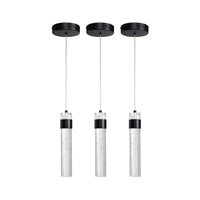 Three black bubble crystal cylinder pendant lights