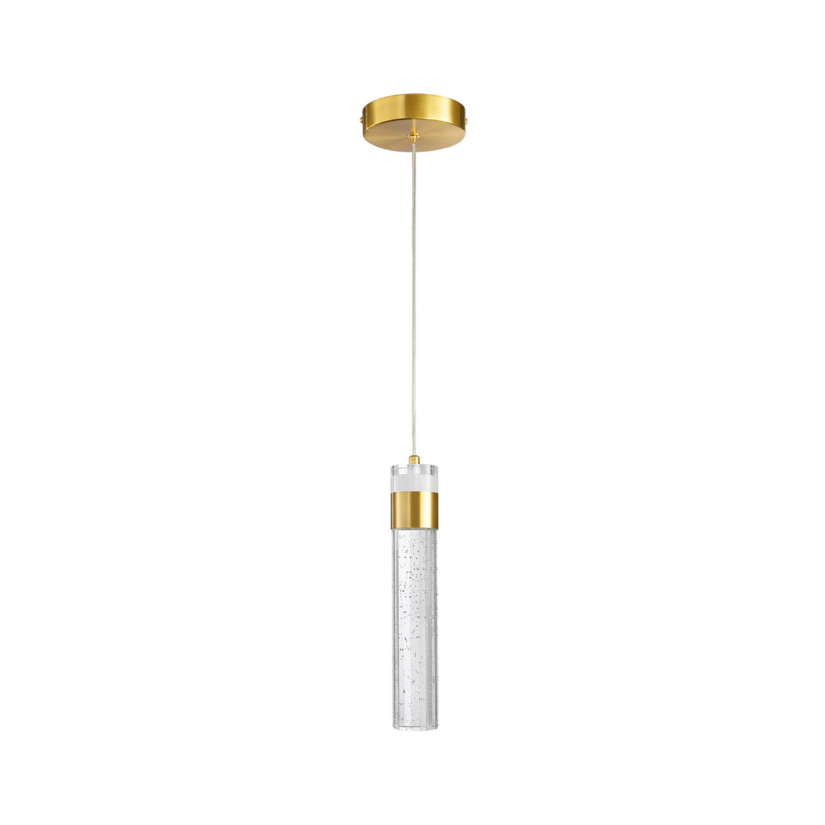 Gold bubble crystal cylinder LED pendant light