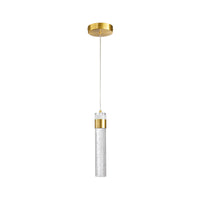 Gold bubble crystal cylinder LED pendant light