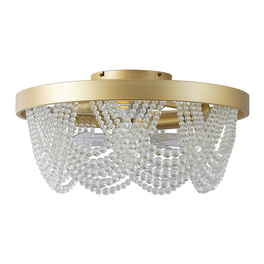 Modern Crystal Beaded Caged Ceiling Fan with Light – 20 Inch, 4-Light