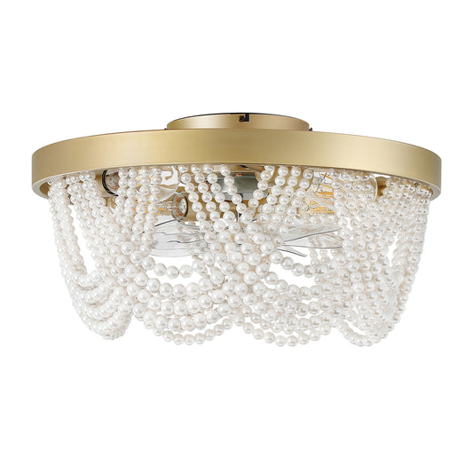 Modern Pearl Beaded Caged Ceiling Fan with Light – 20 Inch, 4-Light