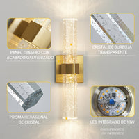 Brushed Gold Wall Sconce with K9 Crystal and Aluminum Construction