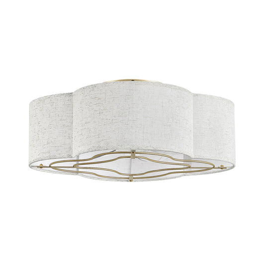 Gold Linen Shade Caged Ceiling Fan with Light – 19.3 Inch, 4-Light