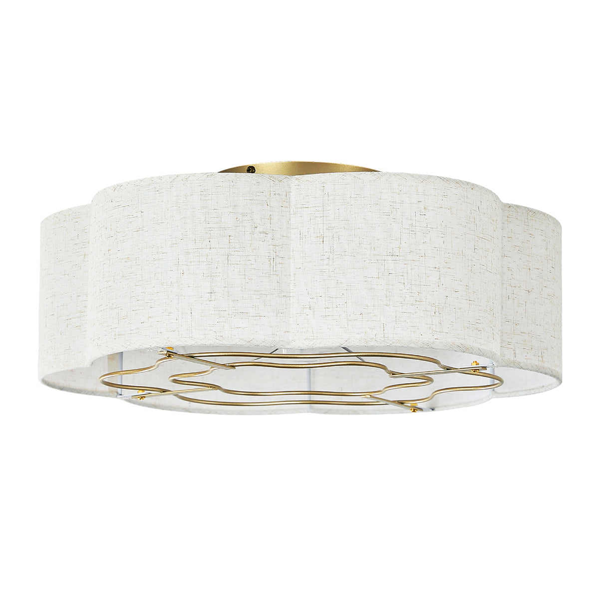 Gold Linen Shade Caged Ceiling Fan with Light – 19.3 Inch, 4-Light