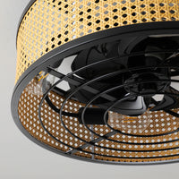 Boho Rattan Caged Ceiling Fan with Light – 20 Inch, 4-Light