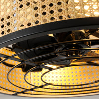 Boho Rattan Caged Ceiling Fan with Light – 20 Inch, 4-Light