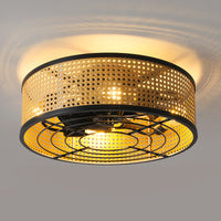Boho Rattan Caged Ceiling Fan with Light – 20 Inch, 4-Light