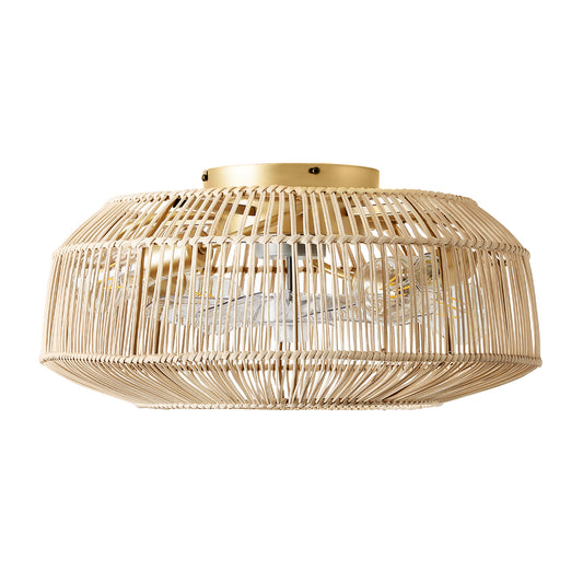 Boho Handwoven Rattan Caged Ceiling Fan with Light – 20 Inch, 4-Light