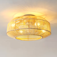 Boho Handwoven Rattan Caged Ceiling Fan with Light – 20 Inch, 4-Light