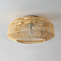 Boho Handwoven Rattan Caged Ceiling Fan with Light – 20 Inch, 4-Light