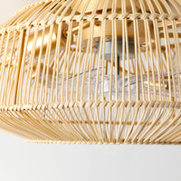 Boho Handwoven Rattan Caged Ceiling Fan with Light – 20 Inch, 4-Light