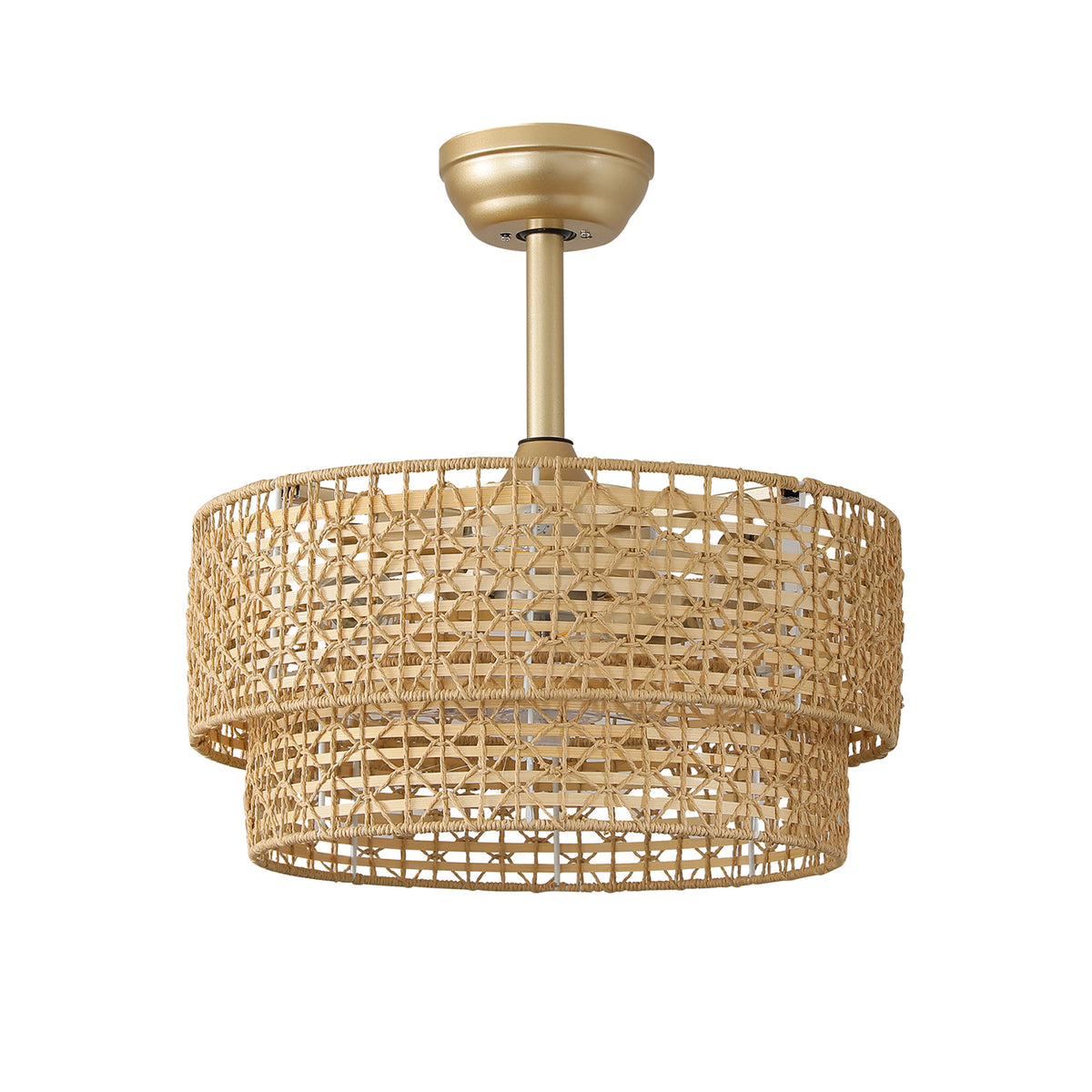 Boho Rattan Caged Ceiling Fan with Light – 19 Inch, 4-Light