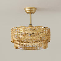 Boho Rattan Caged Ceiling Fan with Light – 19 Inch, 4-Light