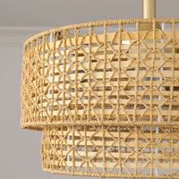 Boho Rattan Caged Ceiling Fan with Light – 19 Inch, 4-Light
