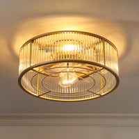 Modern Glass Rod Caged Ceiling Fan with Light – 19.3 Inch, 4-Light