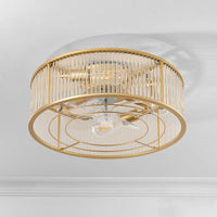 Modern Glass Rod Caged Ceiling Fan with Light – 19.3 Inch, 4-Light