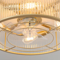 Modern Glass Rod Caged Ceiling Fan with Light – 19.3 Inch, 4-Light