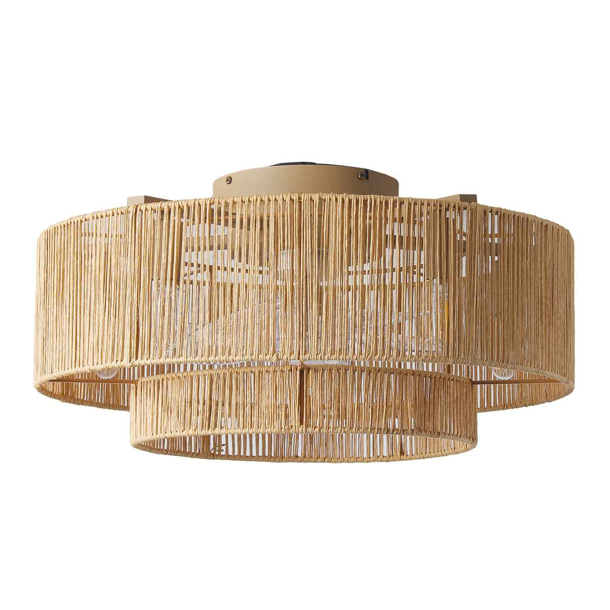 Boho Rattan Caged Ceiling Fan with Light – 20 Inch, 5-Light