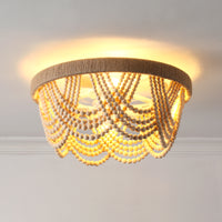 Boho Wood Bead Caged Ceiling Fan with Light – 20 Inch, 4-Light