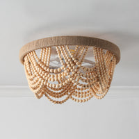 Boho Wood Bead Caged Ceiling Fan with Light – 20 Inch, 4-Light