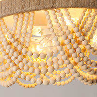 Boho Wood Bead Caged Ceiling Fan with Light – 20 Inch, 4-Light
