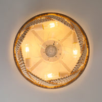 Boho Wood Bead Caged Ceiling Fan with Light – 20 Inch, 4-Light