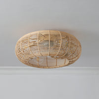 Boho Handwoven Rattan Caged Ceiling Fan with Light – 20 Inch, 4-Light