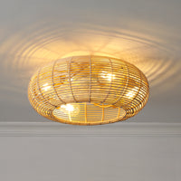 Boho Handwoven Rattan Caged Ceiling Fan with Light – 20 Inch, 4-Light