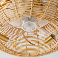 Boho Handwoven Rattan Caged Ceiling Fan with Light – 20 Inch, 4-Light