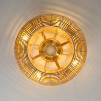 Boho Handwoven Rattan Caged Ceiling Fan with Light – 20 Inch, 4-Light