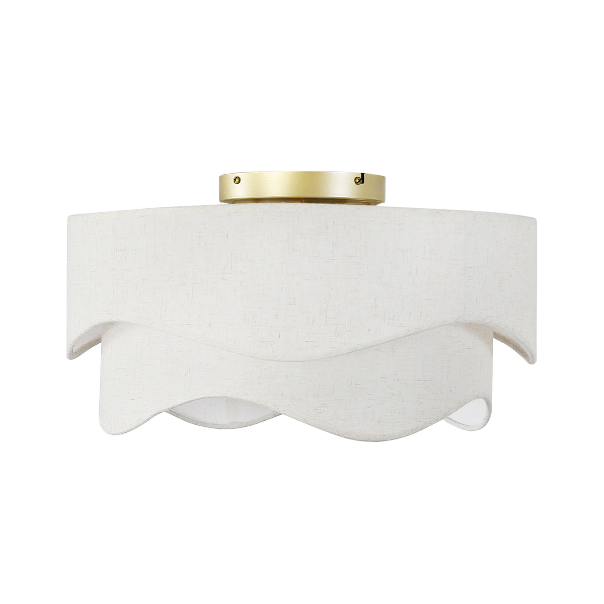 Boho Cream Linen Flush Mount Ceiling Fan with Light – 20 Inch, 4-Light