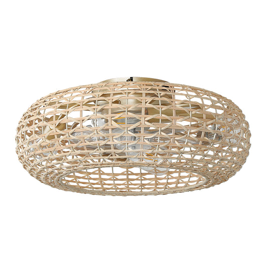 Bamboo Rattan Caged Ceiling Fan with Light – 20 Inch, 4-Light