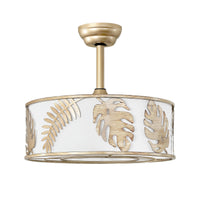 Boho Leaf Fabric Caged Ceiling Fan with Light – 20 Inch, 4-Light