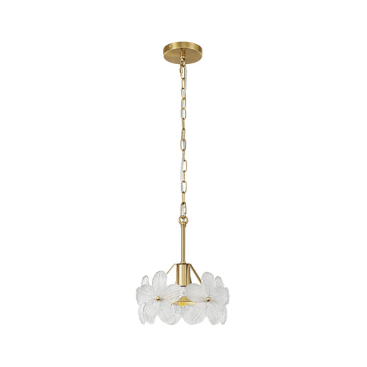 Modern 5-Petal Ribbed Glass Pendant Light – 10.1 Inch, 1-Light