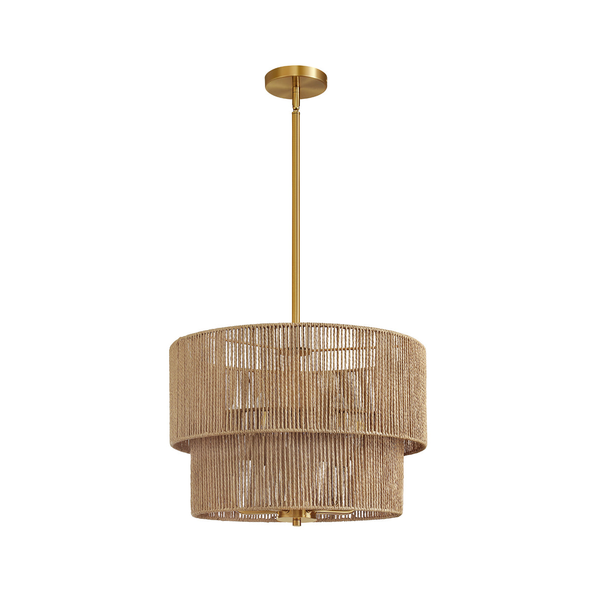 Boho Hand-Woven Rattan Drum Chandelier – 18 Inch, 5-Light