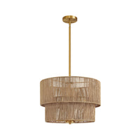 Boho Hand-Woven Rattan Drum Chandelier – 18 Inch, 5-Light