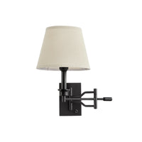 Modern Linen Shade Swing Arm Wall Sconce – 1-Light Dimmable Plug-In
