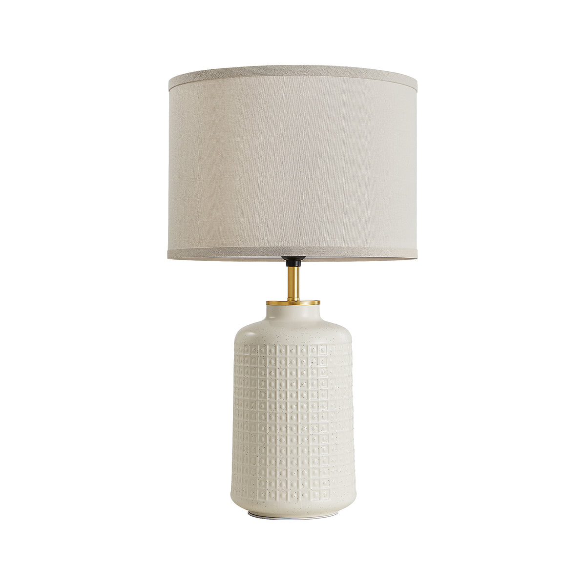 Farmhouse Textured Ceramic Table Lamp with Linen Shade – 23 Inch