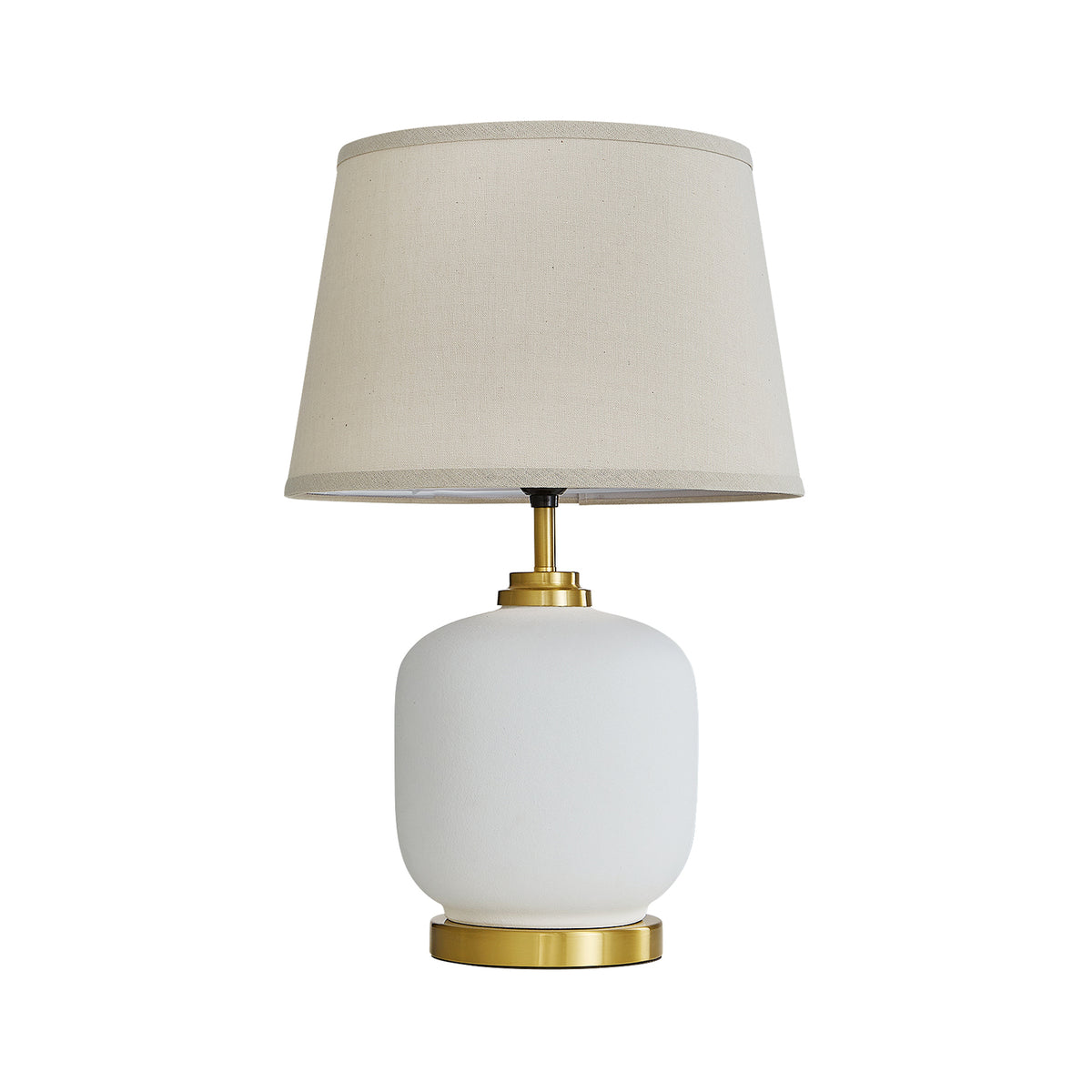 Farmhouse Rounded Ceramic Table Lamp with Linen Shade – 23 Inch