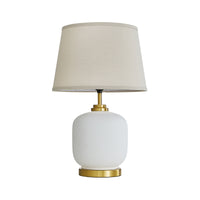 Farmhouse Rounded Ceramic Table Lamp with Linen Shade – 23 Inch