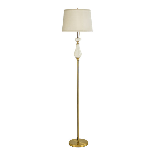 Farmhouse Ceramic Floor Lamp with Linen Shade – 66 Inch