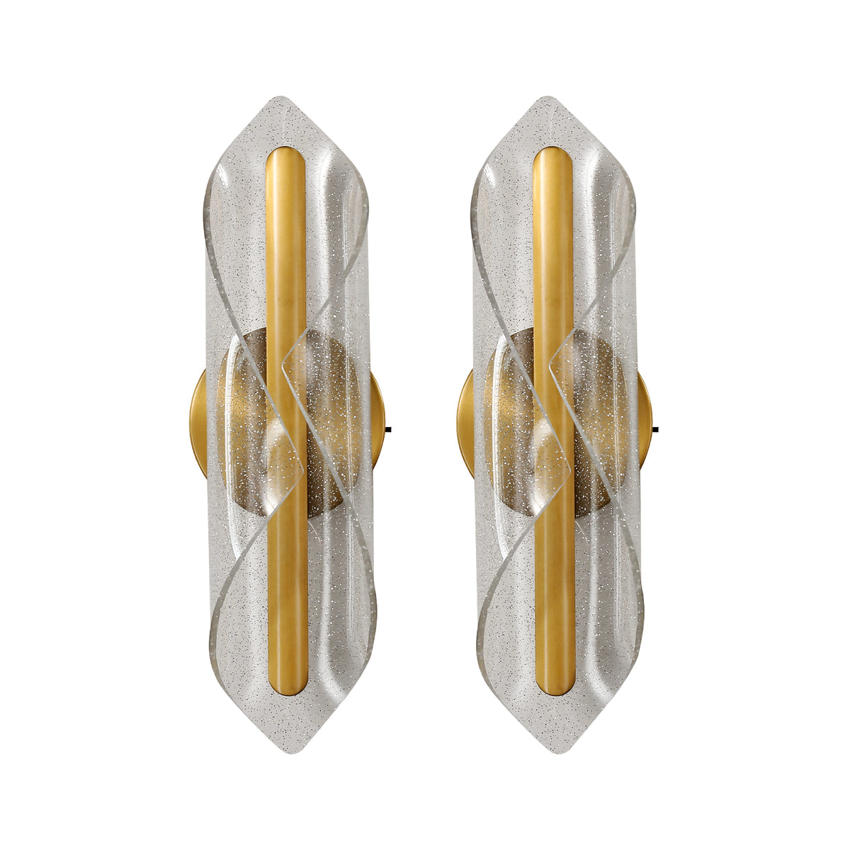 Modern Twisted Acrylic Integrated LED Wall Sconce Set of 2 – Brushed Gold, 5CCT/RGBW