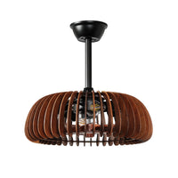 20-inch farmhouse walnut wood caged ceiling fan with light and black downrod