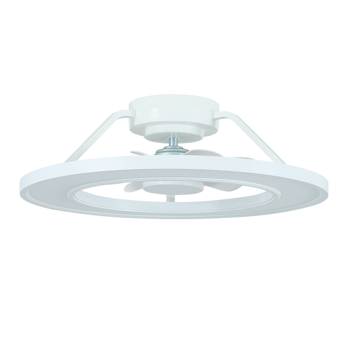 Modern White Low-Profile Flush Mount Ceiling Fan with RGB LED Light – 20 Inch