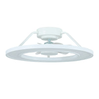 Modern White Low-Profile Flush Mount Ceiling Fan with RGB LED Light – 20 Inch