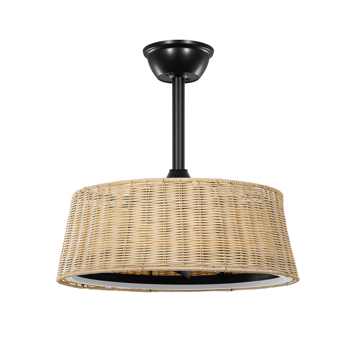 Bohemian Rattan Caged Ceiling Fan with LED Light – 20 Inch
