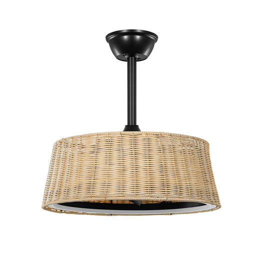 Bohemian Rattan Caged Ceiling Fan with LED Light – 20 Inch