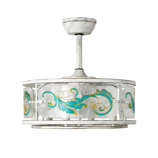 Vintage Patterned Resin Caged Ceiling Fan with Light – 20 Inch, 6-Light