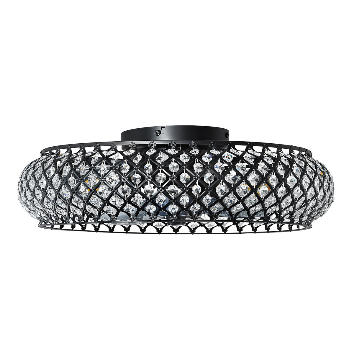 Black Crystal Caged Ceiling Fan with Light – 20 Inch